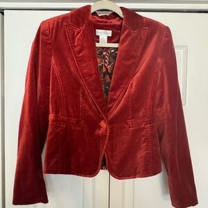 Women's Velvet Blazer - Burnt Red